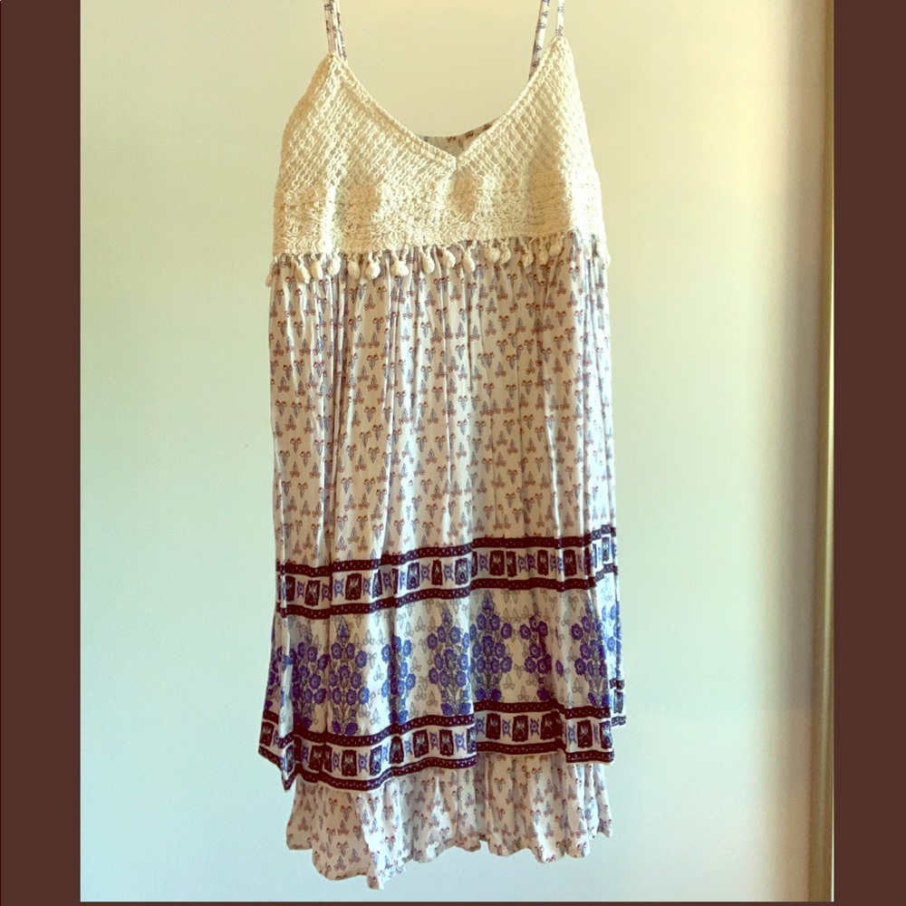 Blue and White Crochet Top Dress